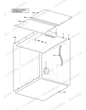 Взрыв-схема плиты (духовки) Aeg D4100-1B - Схема узла H10 Side/Back Panel